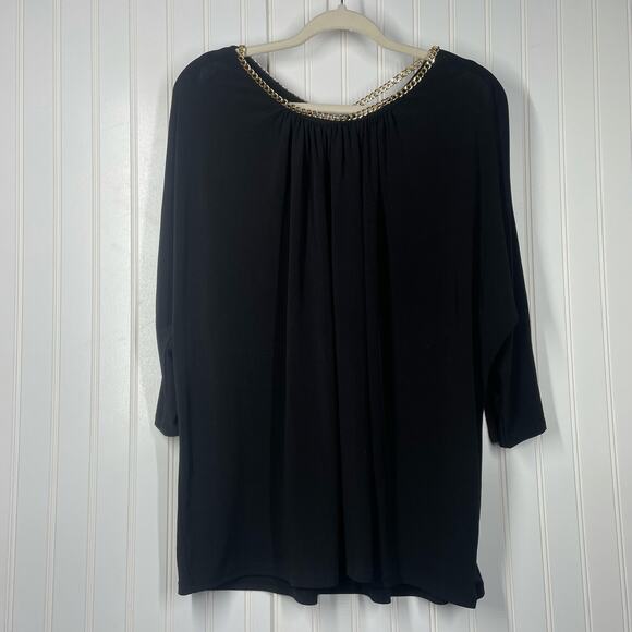 Carmen Marc Valvo Women’s 3/4 Sleeve Open Shoulder Chain Accent Blouse Size 2X - Picture 1 of 4